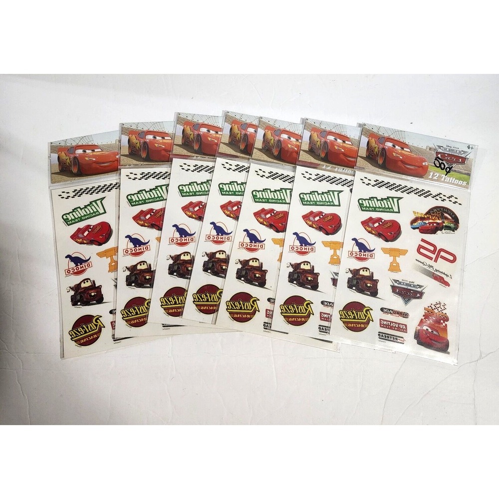 Disney Pixar World of CARS 12 temporary tattoos 7 packs unopened New